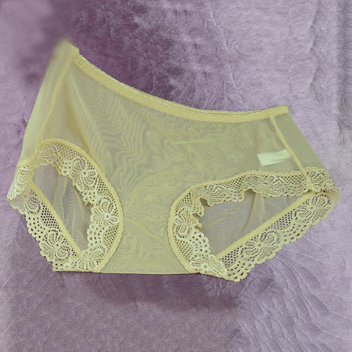 Fábrica de entrega de una pieza ropa interior de mujer ultrafina malla sexy totalmente transparente más tamaño sin costuras cintura baja Algodón puro seda de hielo