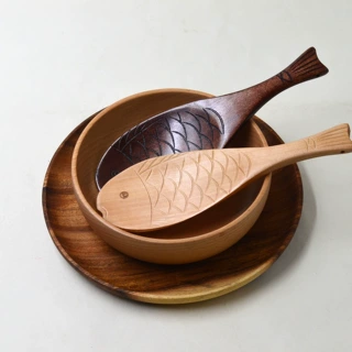 批发楠木鱼形饭勺 手作雕刻创意饭勺 礼品木勺厂家现货