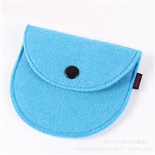 跨境创意摁扣毛毡收纳包  礼品硬币包毛毡半圆零钱包 毛毡钥匙包