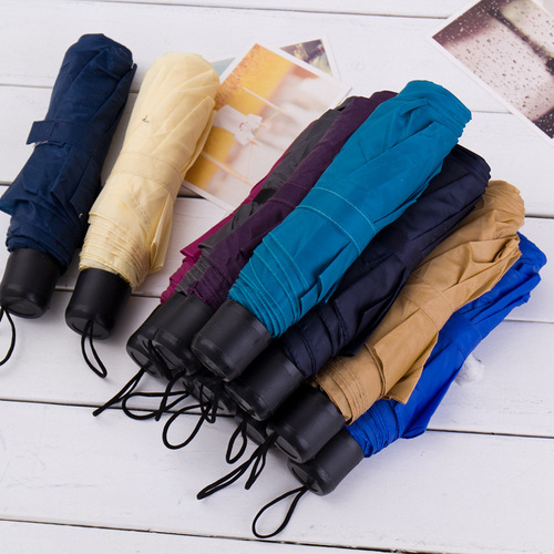 Three-fold solid color umbrella 8K short handle solid color folding umbrella advertising umbrella portable mini folding umbrella wholesale