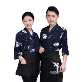 印花日本厨师服 寿司服韩国料理店服务员工作服 男女日式料理和服