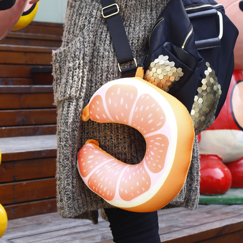 Simulated shrimp toy travel pillow cartoon fruit particles pepper U-shaped neck pillow lying down lunch break pillow