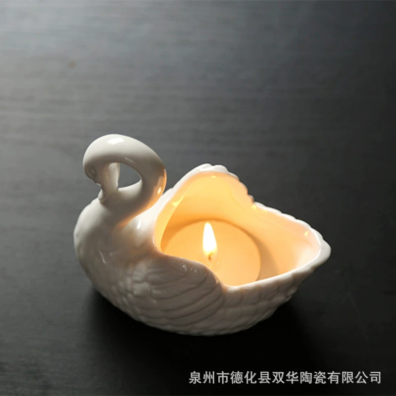 Flowerpot, ceramic swan for office, creative storage system
