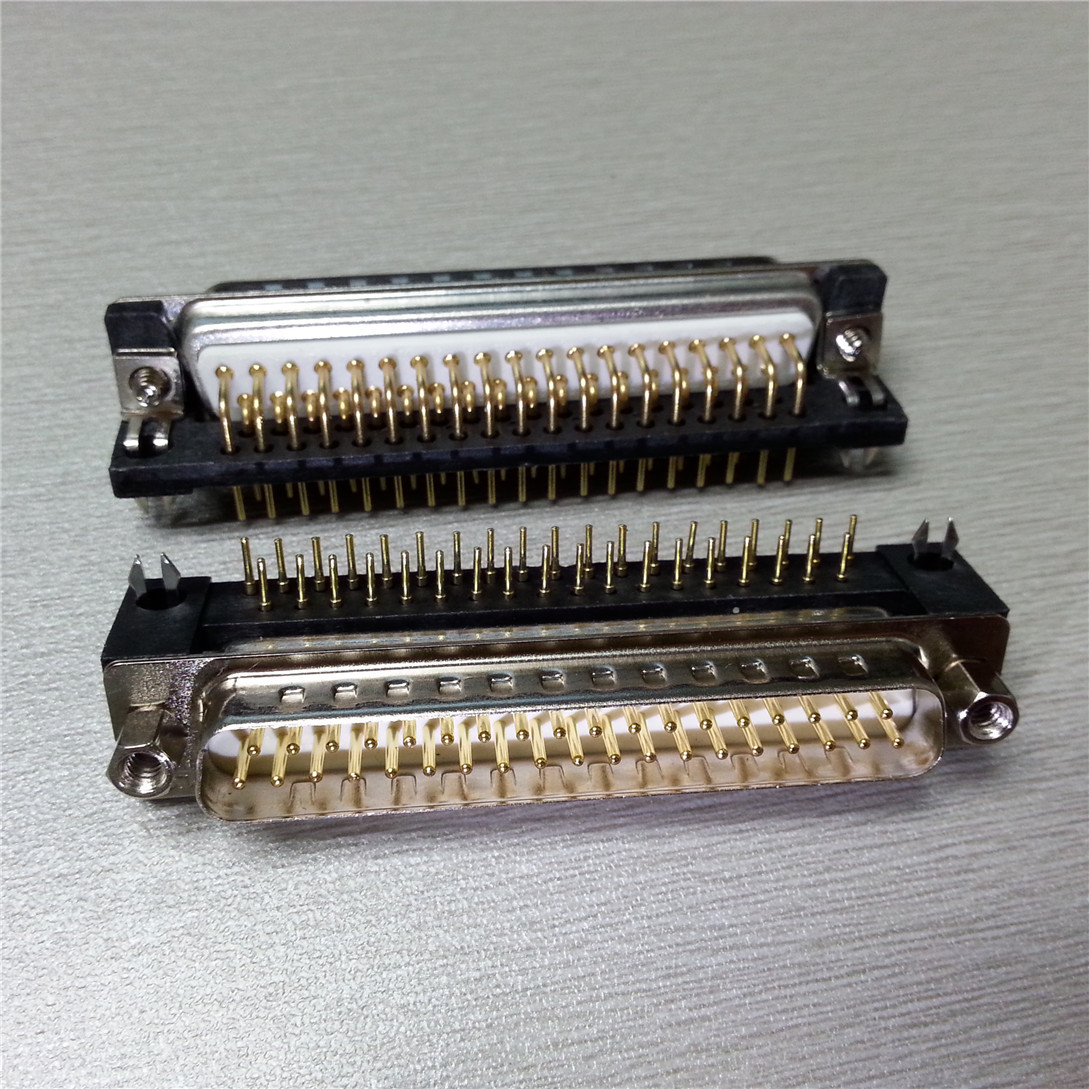 优联康车针D-SUB37PIN90度弯脚公座连接器,白色防火UL94V-0