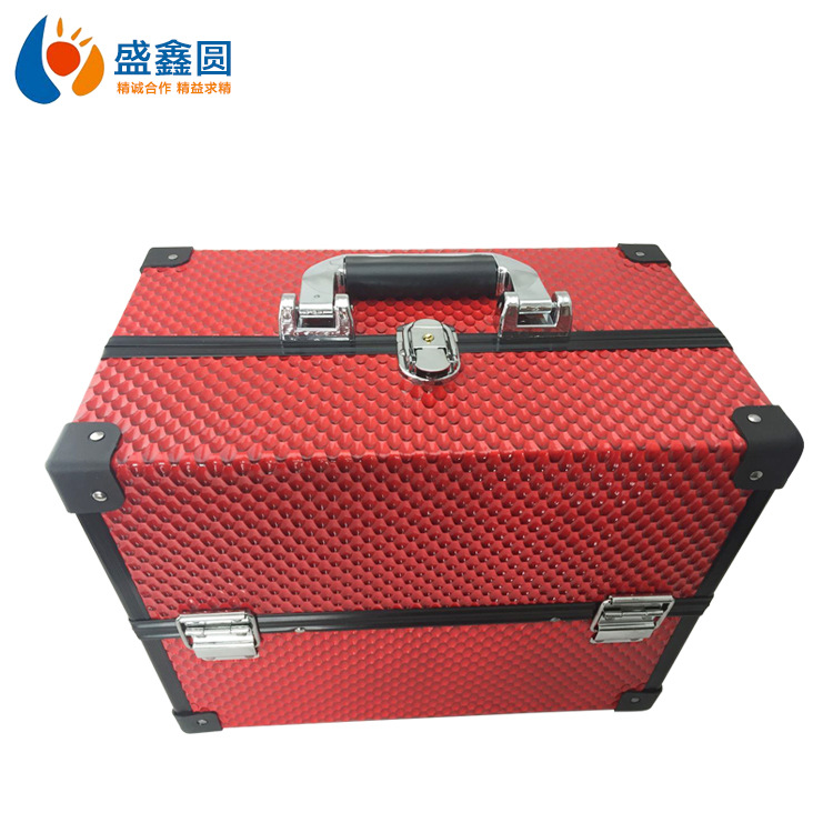 化妆箱铝合金双开化妆箱双开铝合金化妆箱大红手提铝箱化妆箱