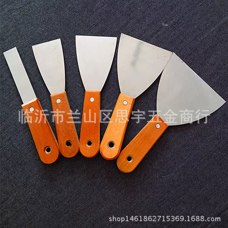 厂家批发木柄镜面油灰刀油漆抹刀木柄刮腻子刀抹泥刀清洁铲刀刮刀