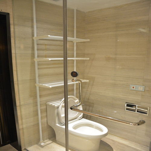Hole-free ceiling-mounted bathroom tiered storage rack toilet paper holder bathroom supplies storage rack