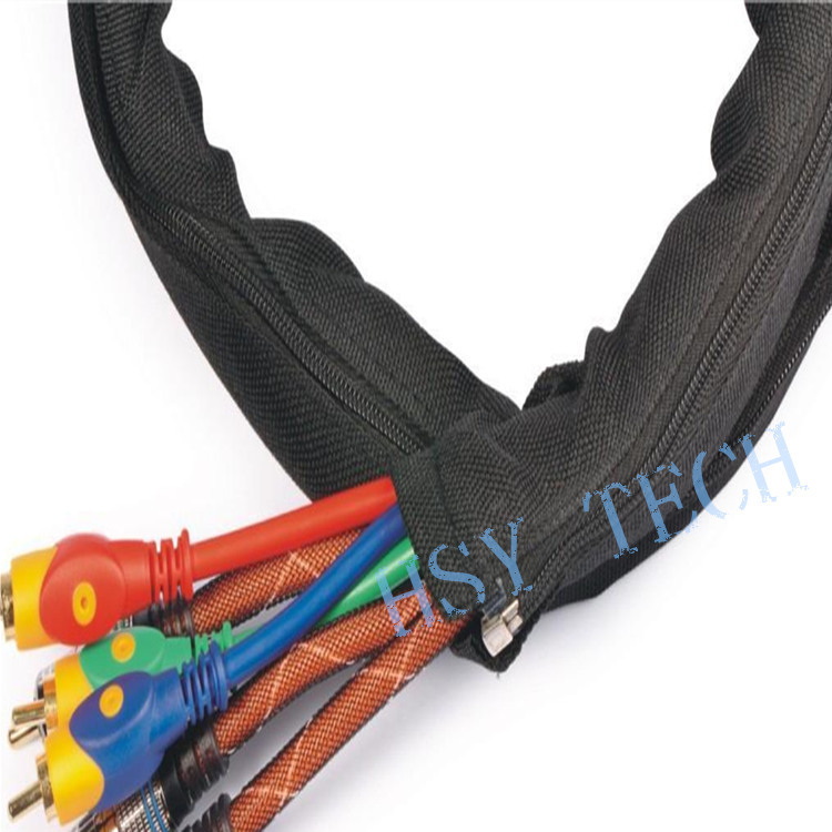 隐形拉链开口纺织套管阻燃耐磨电线电缆包裹布套胶管油管防爆护套