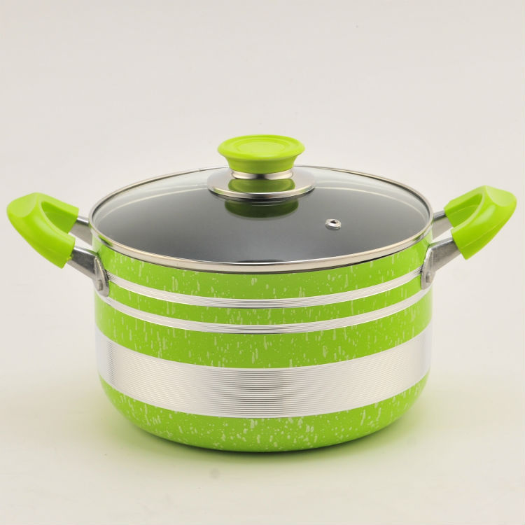 10 piezas de aluminio color sopa olla antiadherente wok leche olla profunda pan con tapa de vidrio transparente con mango