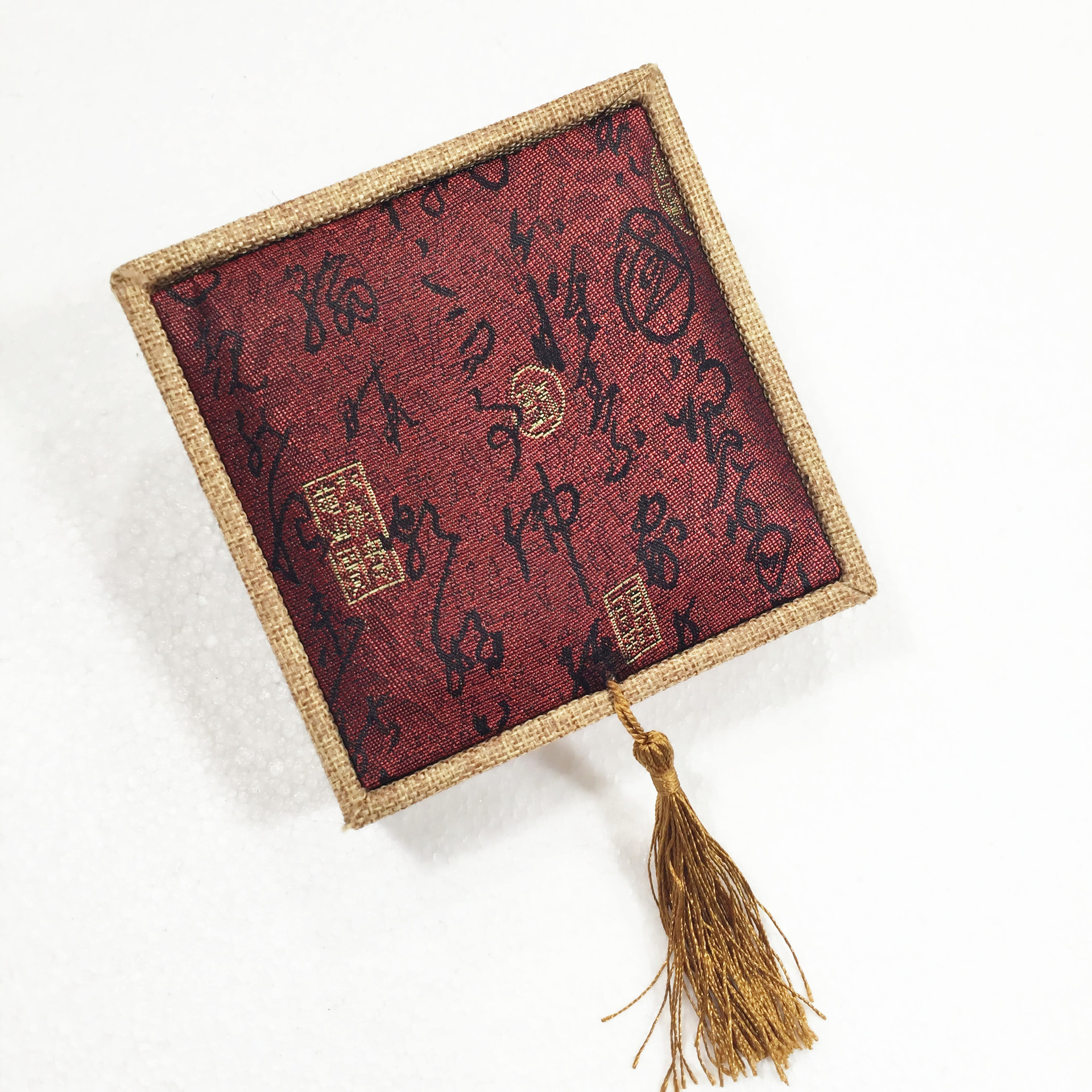 厂家批发 精美包装 麻布流苏 古诗文 书法手链手镯佛珠 大号盒子