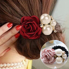 E430 Multi-Pearl Rose Flower Hair Accessories Hair Ties Hair Bands Hair Ornaments Wholesale