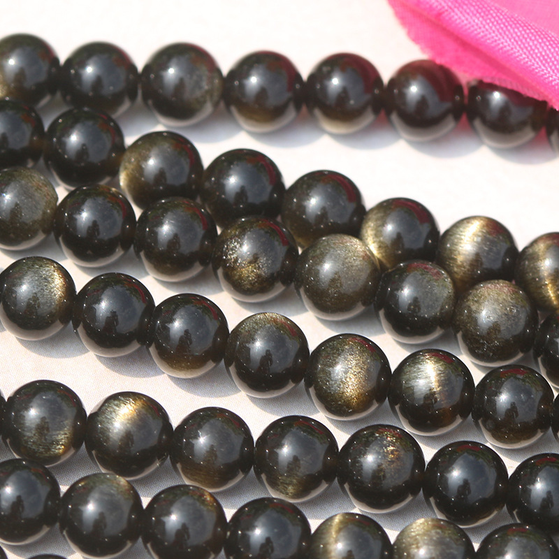 Natural Jinyao Stone Scattered Beads Round Beads Gold Obsidian Semi-finished DIY Long Chain Gold Obsidian Jewelry Accessories Natural Jinyao Stone Scattered Beads Round Beads Gold Obsidian Semi-finished DIY Long Chain Gold Obsidian Jewelry Accessories
