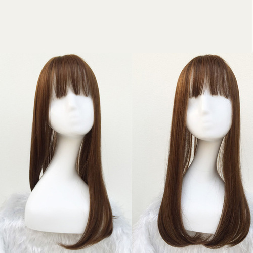Yiwu wholesale wigs for women with long straight hair, air bangs, wig pieces, head replacement pieces, hair curtains, women's hair extensions