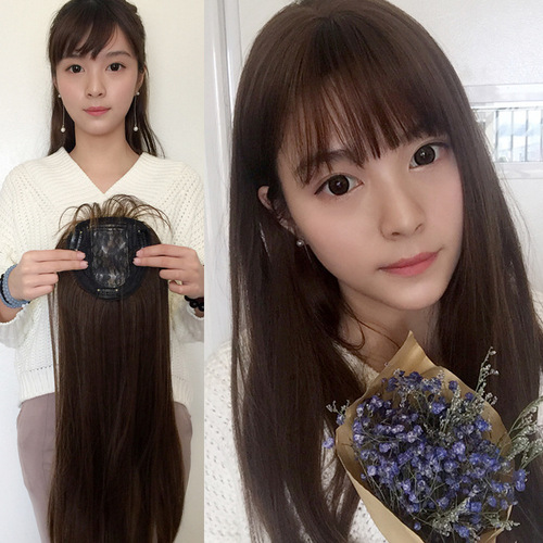 Yiwu wholesale wigs for women with long straight hair, air bangs, wig pieces, head replacement pieces, hair curtains, women's hair extensions
