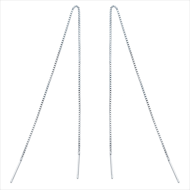 S925 línea de orejas plateadas simple estilo coreano de moda pendientes pendientes temperamento pendientes largos para mujeres E0555