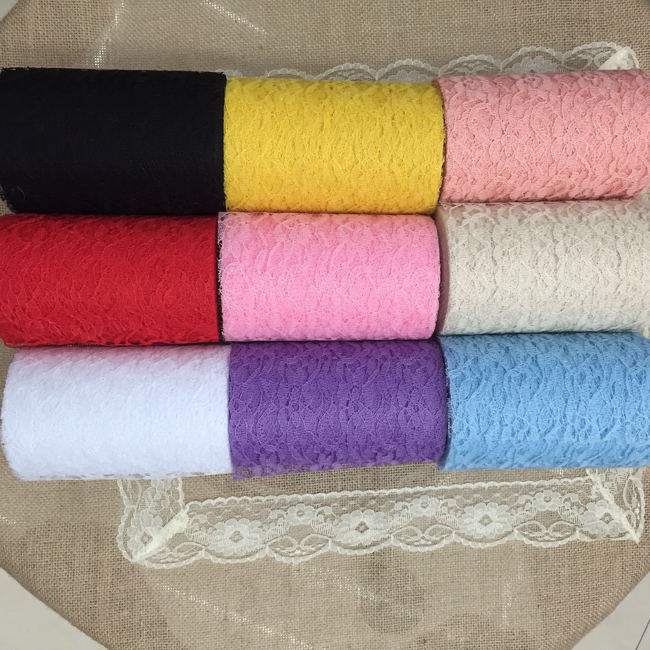 布料蕾丝卷婚礼布置用品 彩色蕾丝卷蕾丝椅背装饰网纱娃娃