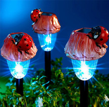 創意庭院裝飾太陽能花瓣 甲蟲地插燈 歐式園林家居樹脂工藝品擺件