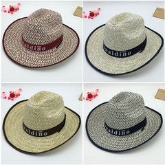 夏天男女大沿防曬遮陽編織韓版草帽沙灘時尚帽旅遊旅行帽牛仔帽子