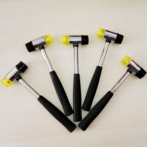 Hardware decoration tools for laying tiles on doors and windows, leather hammer, black glue handle, steel handle, replaceable double-headed rubber installation hammer