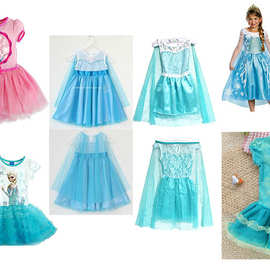 现货冰雪连衣裙短袖 女童公主裙纱裙蓬蓬裙夏童装一件代发