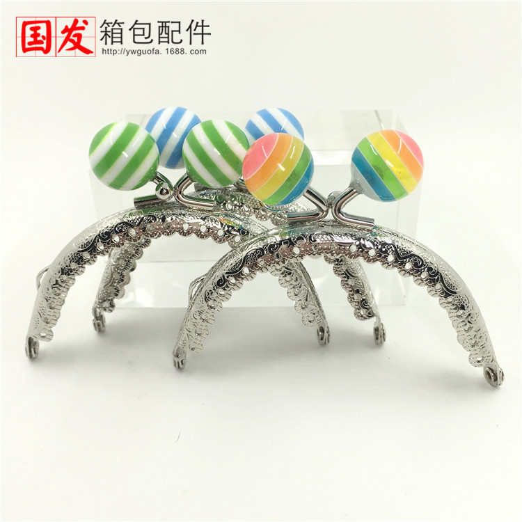 8.5CM semicircular encaje en relieve caramelo cabeza de oro rayas perlas Lollipop [plata] 0168 - YS