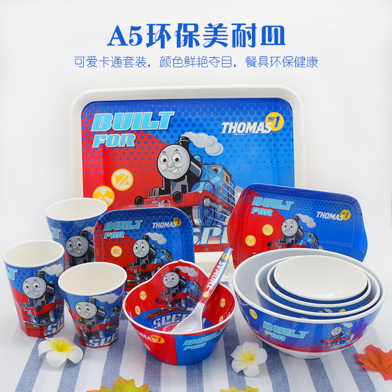 Japanese and Korean Melamine melamine household cartoon Thomas children's tableware suit Creative Bowl plate dish Cup cute gift
