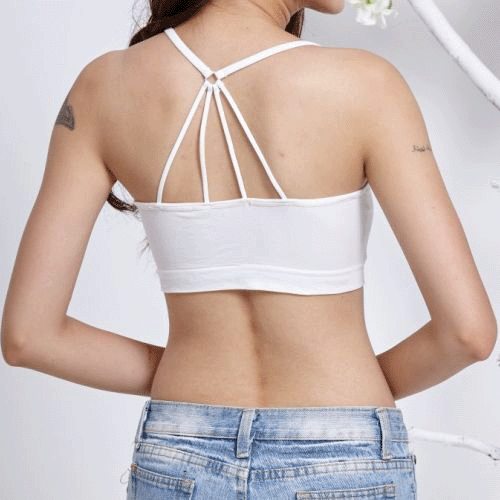 2023 Autumn Women's New Bottoming Shirt Vest Wrapped Chest with Smooth and Plaid Sponge Pad Short Small Camisole