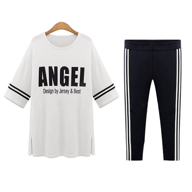 Новая летняя одежда плюс толстый костюм больших размеров, свободная футболка с коротким рукавом 200 кг, толстая сестра, стройная женская одежда