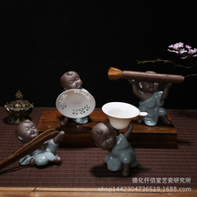 新中式沙弥办公桌装饰摆件解压治愈茶桌家具饰品禅意小和尚