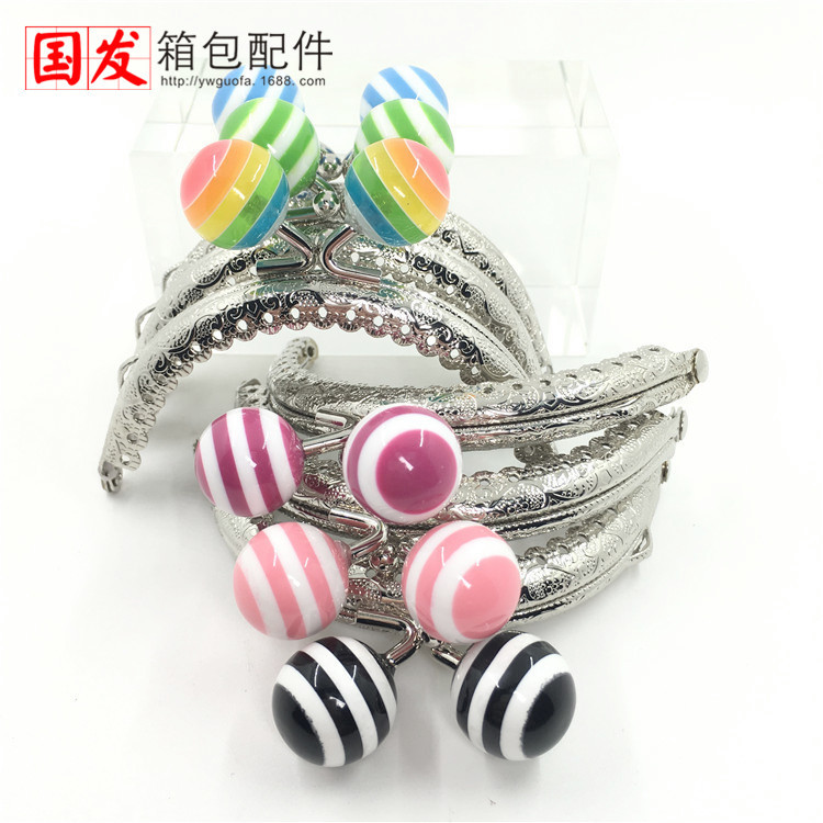 8.5CM semicircular encaje en relieve caramelo cabeza de oro rayas perlas Lollipop [plata] 0168 - YS