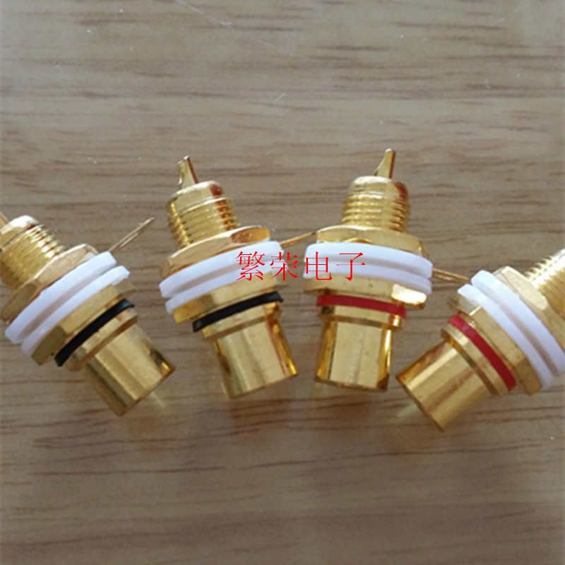 音视频AV纯铜棒插针莲花母座 彩色RCA母座