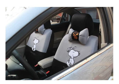Breathable, Comfortable, Full Coverage, Universal seat cover - snoopy-black-and-gray-general