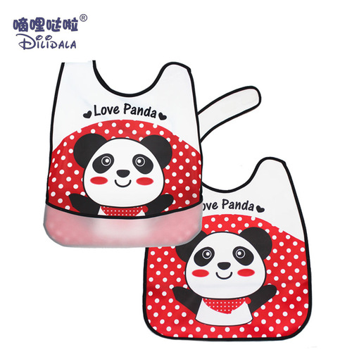 Wholesale PEVA Adult Waterproof Apron Two-in-One Portable Meal Drool Bag Easy-to-Clean Cartoon Elderly Bib 