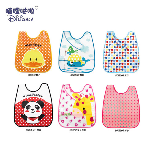 Wholesale PEVA Adult Waterproof Apron Two-in-One Portable Meal Drool Bag Easy-to-Clean Cartoon Elderly Bib 