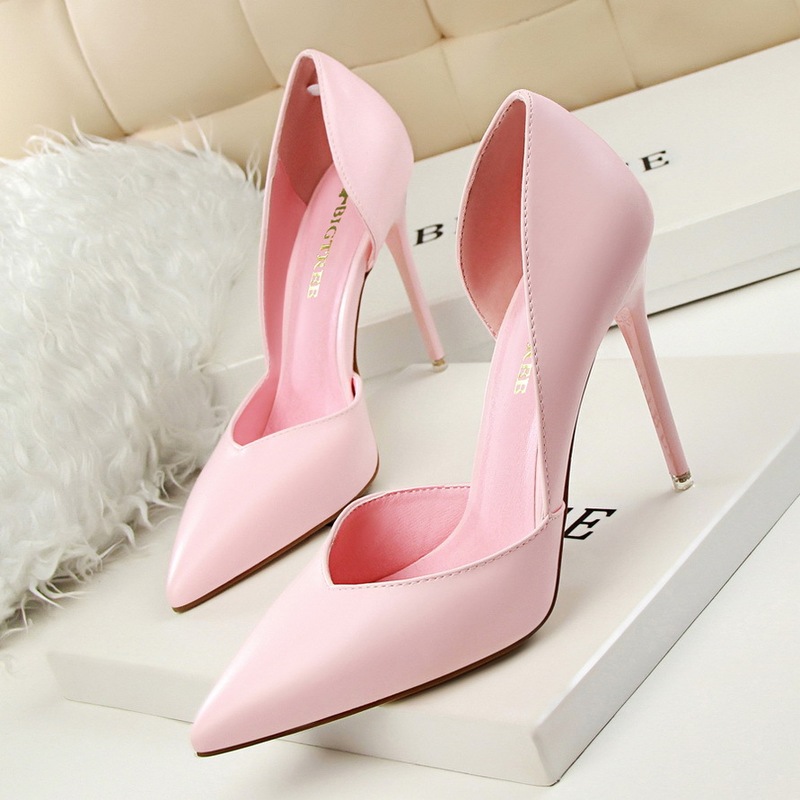 3168-3 Korean Style Fashionable Simple Sexy Nightclub Slimming Women's Shoes with Thin Heels, Ultra-High Heels, Shallow Mouth, Pointed Toe, and Hollow Design