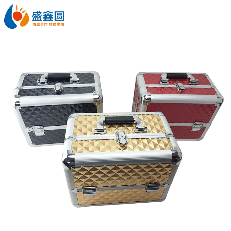 供应铝箱五金收纳箱水立方化妆箱工具箱大号abs面料330x210x260mm