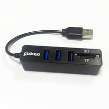 長條多功能USB2.0擴展器多合一 COMBO分線器TF/SD讀卡器hub集線器