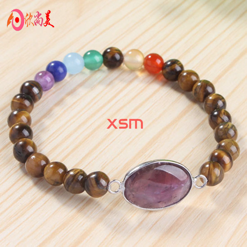 清新甜美天然水晶手链 天然紫水晶七彩可爱手链女 欧美流行手饰