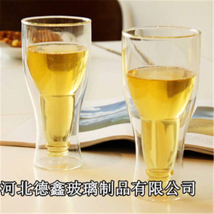 Vaso de vidrio de doble capa, creativo, transparente, para jugo, cerveza, bar, bebidas, vidrio transparente de doble capa