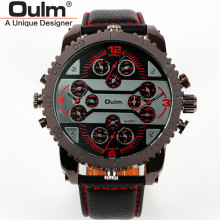 Oulm Brand Designer Watches Male Big Military Vintage Watch