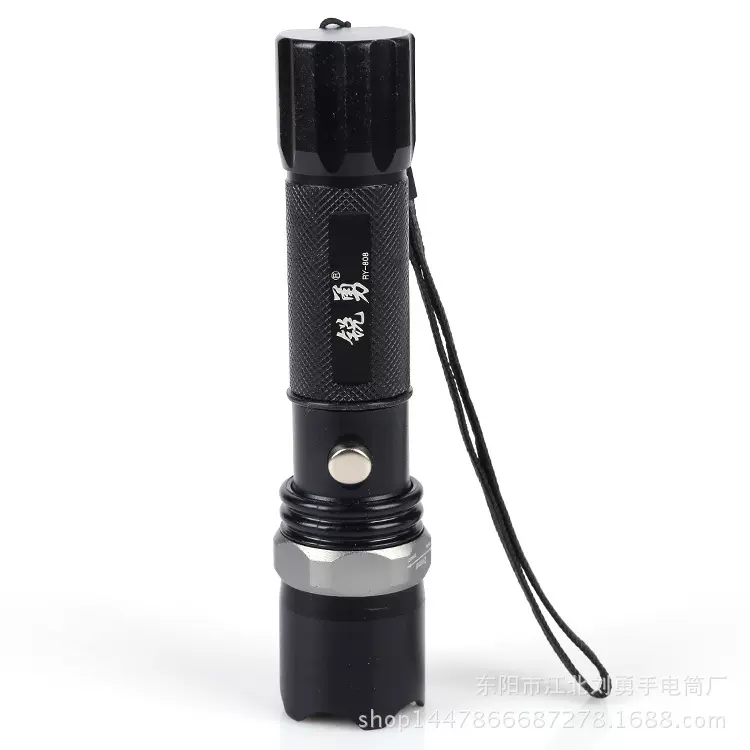 户外铝合金强光手电筒LED充电户外防水手提式照明灯家居日用批发