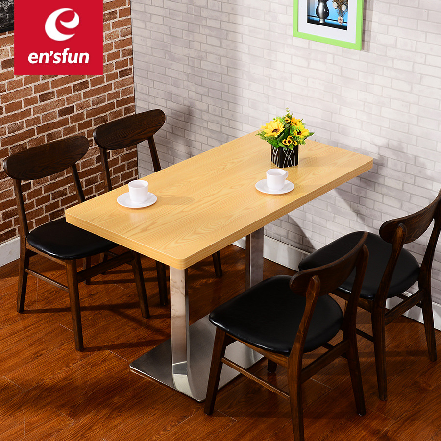Cafetería mesa de comedor y silla combinación pequeña mesa de postre de té de leche cuadrada restaurante occidental mesa de comedor rápida mesa de negociación de ocio Nórdico