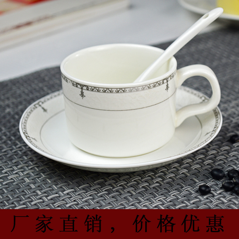 Source Manufacturer European Ceramic Coffee Cup and Saucer Creative Ceramic Coffee Cup 3-Piece Set Coffee Gold Rim Chinoiserie Home