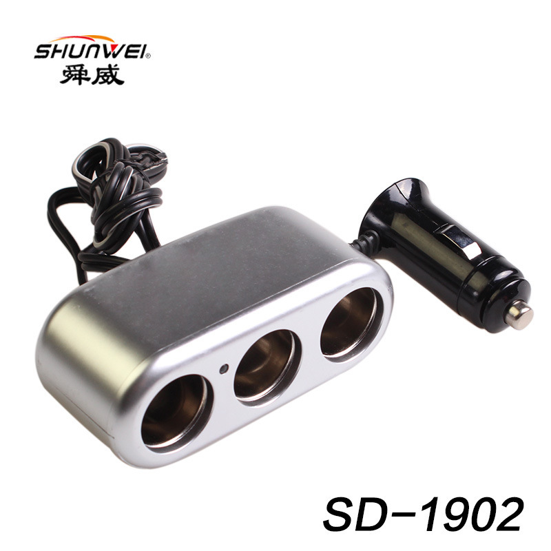 Shunwei national marking vehicle-mounted power distributor one minute three power distribution cigarette lighter socket SD-1902