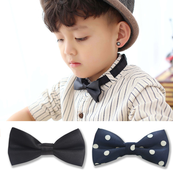 Children's solid color glossy bow tie with bow for early age