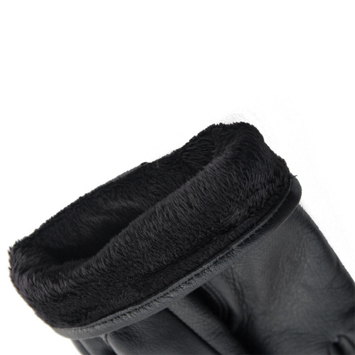 Leather gloves for men, winter warm lined, finger-separated cowhide men's cycling motorcycle leather gloves, Haian origin