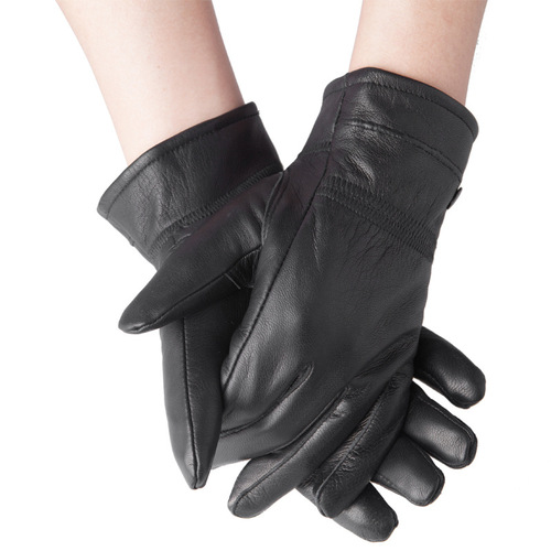 Leather gloves for men, winter warm lined, finger-separated cowhide men's cycling motorcycle leather gloves, Haian origin