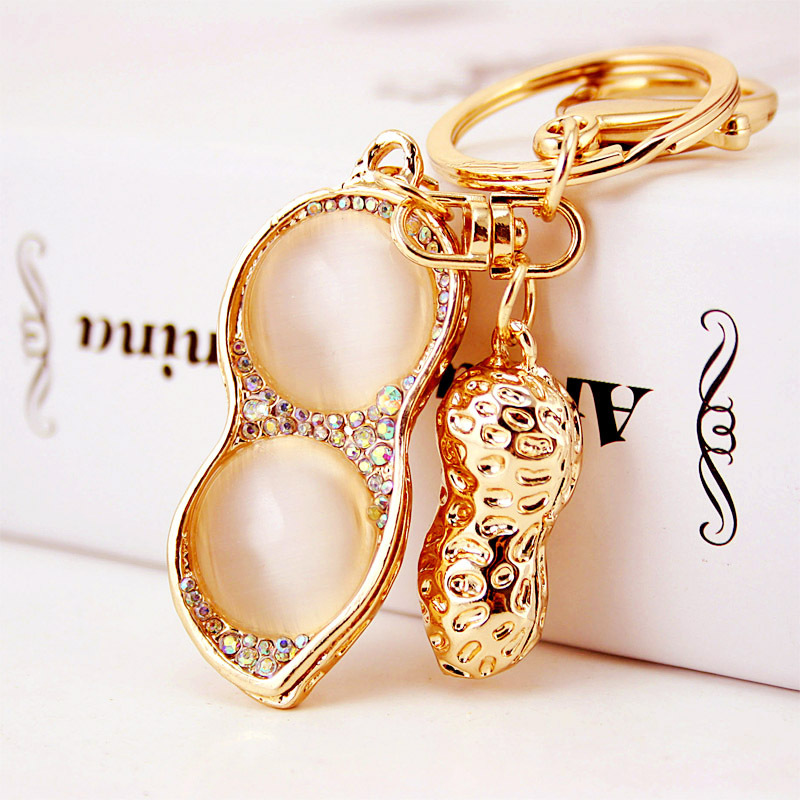 Creative Diamond Jewelry Large Peanut with Small Peanut Keychain Key Chain Metal Pendant Small Gift 913