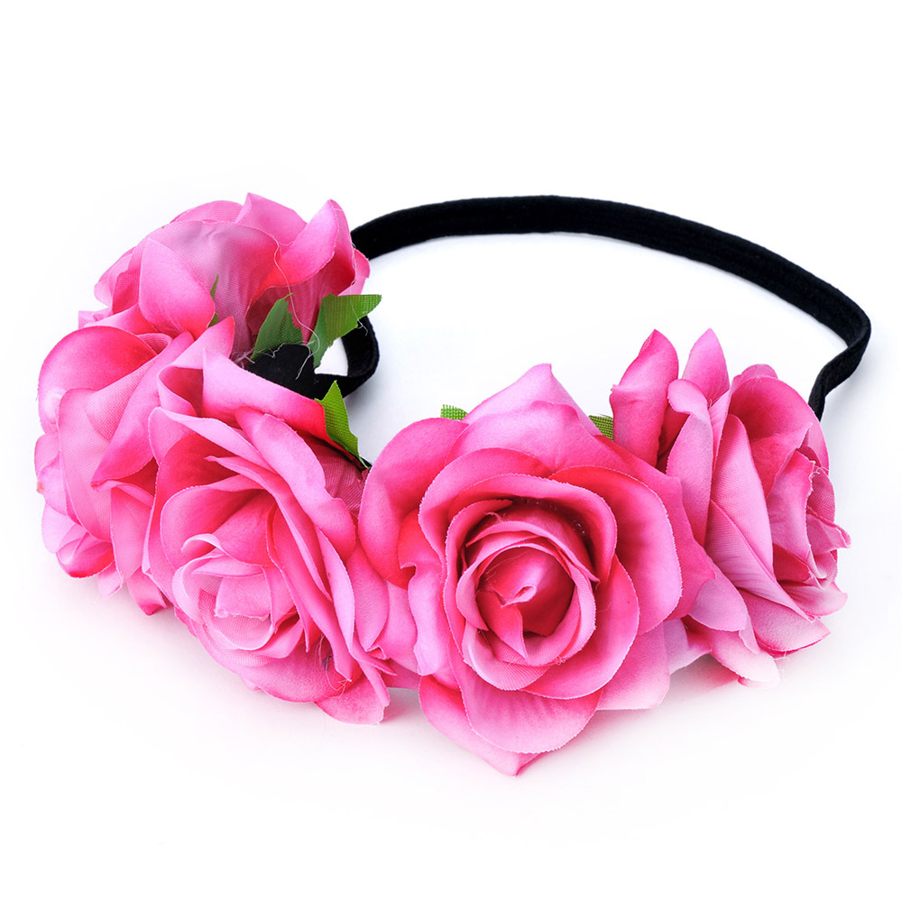 Comercio exterior terciopelo Rosa guirnalda banda de pelo tela de seda Rosa diadema playa vacaciones tocado foto de los Niños Accesorios para el cabello