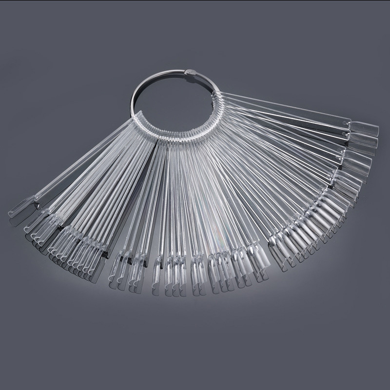 Muestras de exhibición de uñas transfronterizas 50 piezas en forma de abanico con anillo de hierro Muestras de uñas Color Color Tarjeta de color Fábrica de bolsas al por mayor